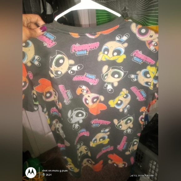 Powerpuff Girls Print Crew Neck Crop Top Short Sleeved Tee M - Picture 7 of 7